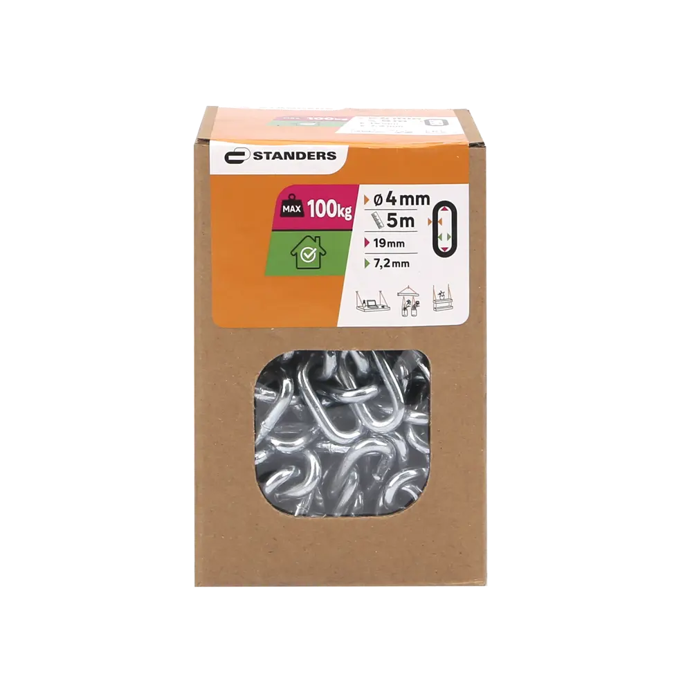 Цепь Standers оцинкованная сталь короткое звено 4 мм 5 м/уп STLM-2063229 - Вид №4