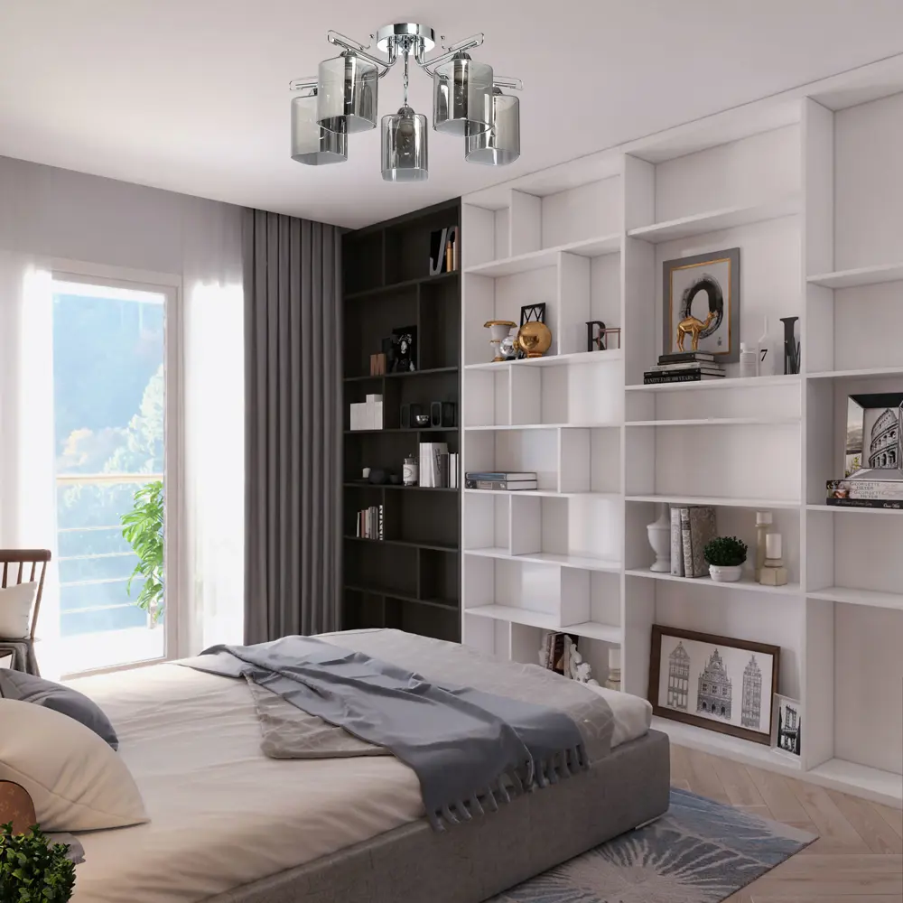 Люстра потолочная Олимпия, 5 ламп, 40 м², цвет дымчатый De Markt STLM-2114694 - Вид №9