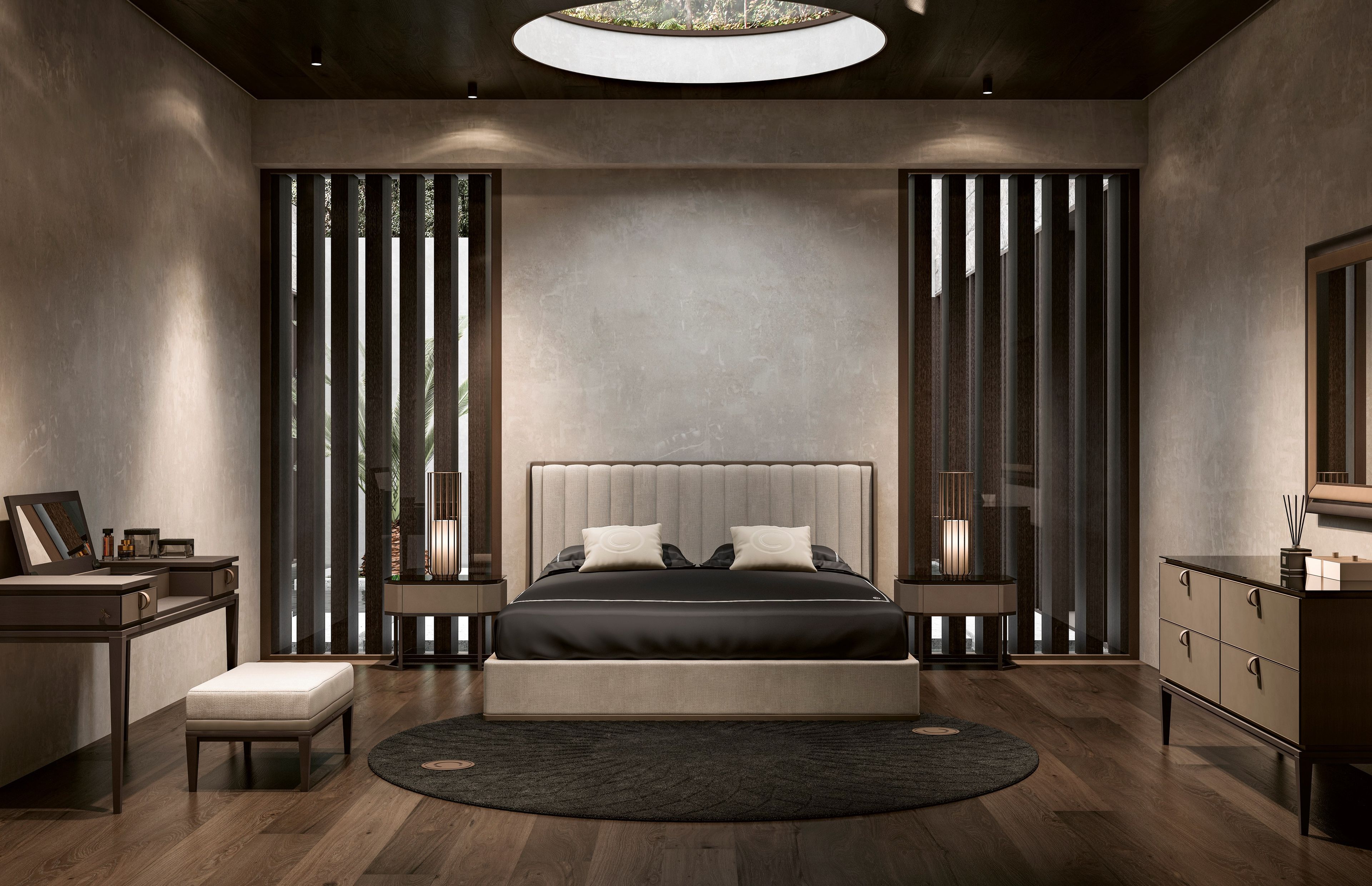 Прямоугольная тумбочка из металла, кожи и стекла CPRN HOMOOD Starlight ARCH-00039510 - Вид №1