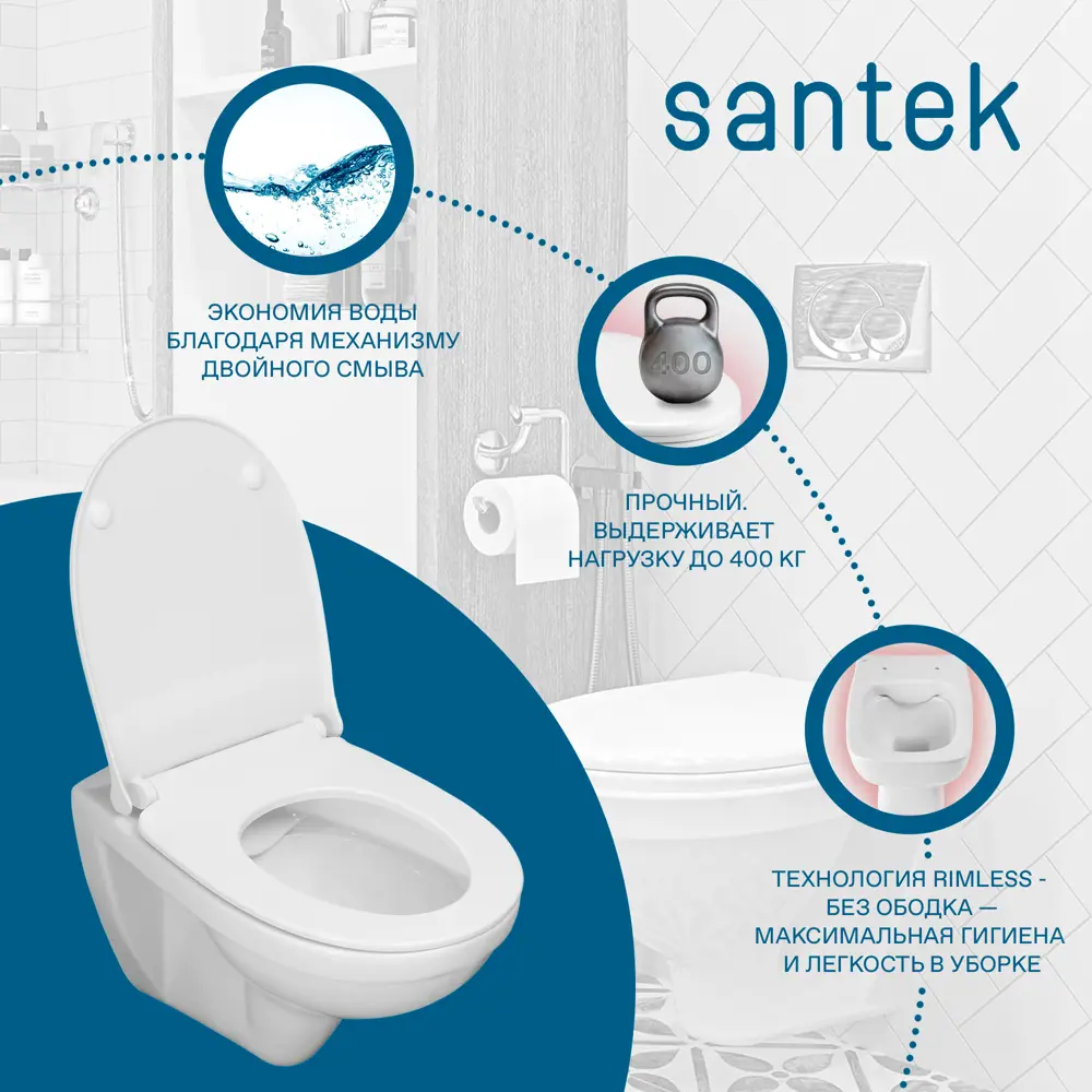 Комплект подвесного унитаза Santek Нортон с инсталляцией и микролифтом 89426694 STLM-1572079 - Вид №3