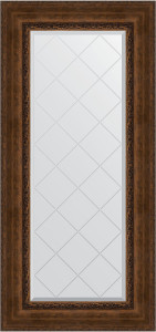 BY 4085 Зеркало с гравировкой в багетной раме - состаренная бронза с орнаментом 120 mm EVOFORM Exclusive-G