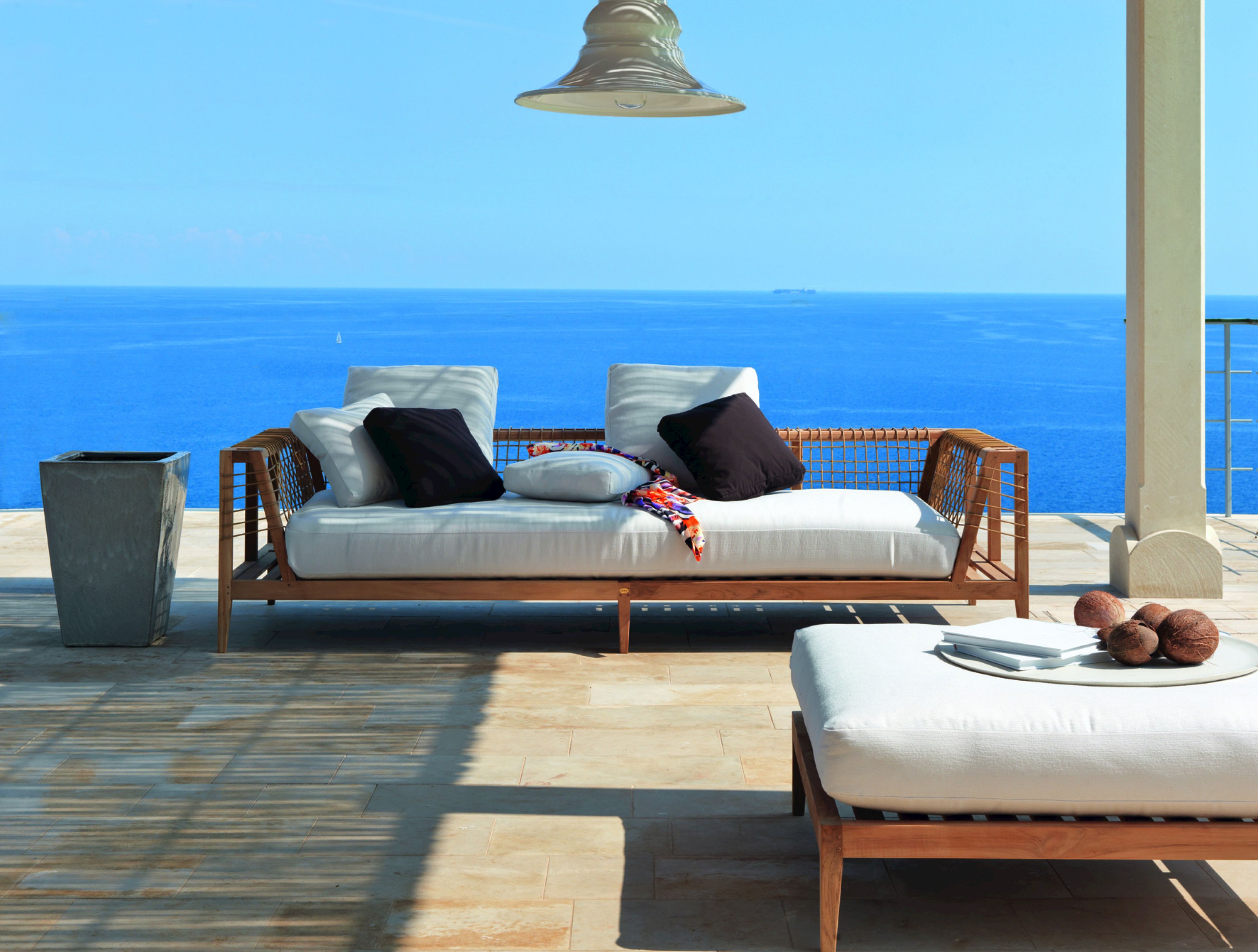 Садовый диван из тикового дерева и акриловой ткани Unopiù Synthesis ARCH-00070130