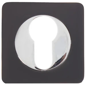 Накладка квадратная на цилиндр RENZ ЦАМ цвет чёрный/хром 2 шт.