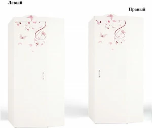 Шкаф угловой ABC-KING Фея без зеркала с бабочкой (левый ) розовая