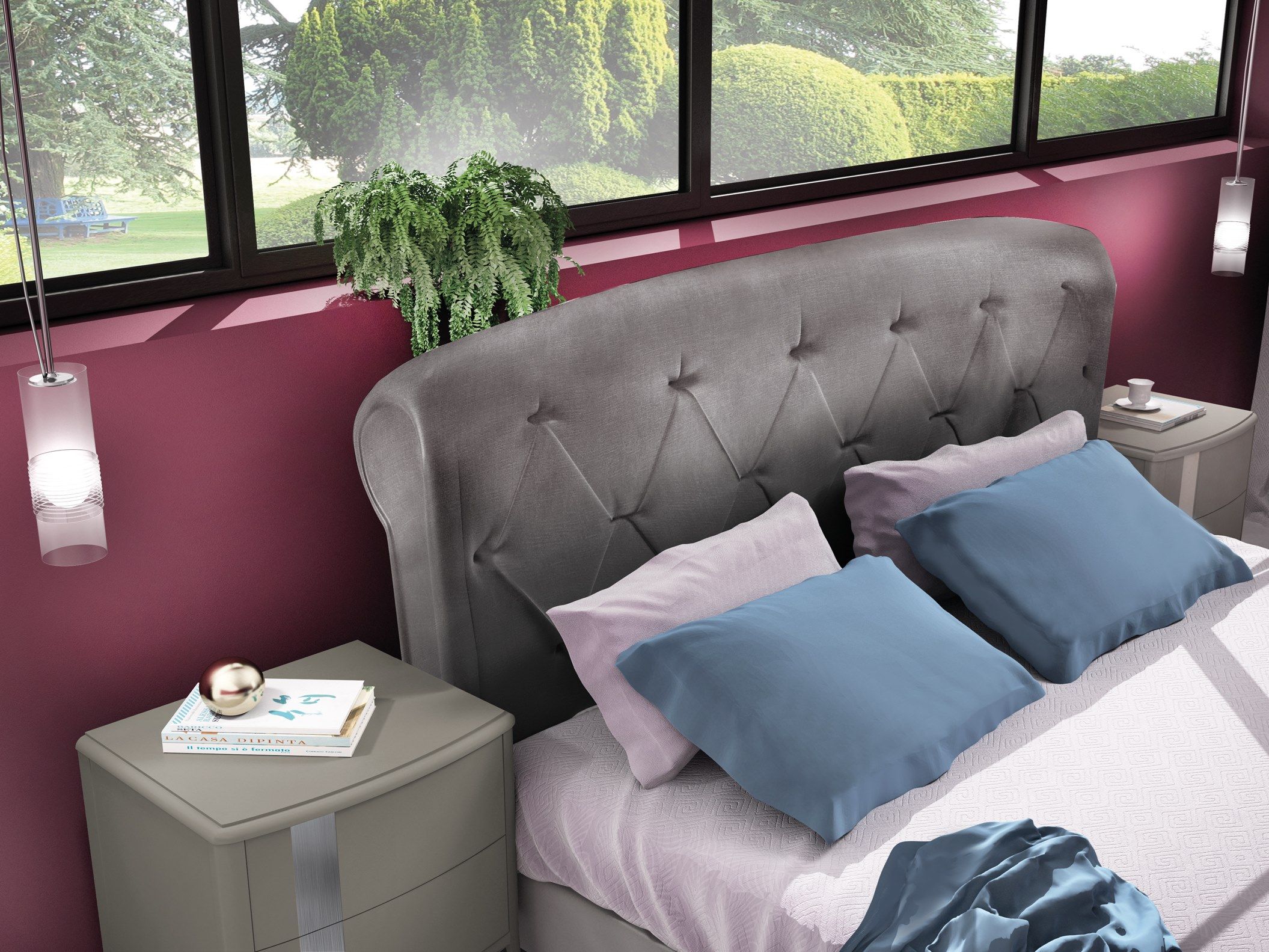 Двуспальная кровать из ткани с мягким изголовьем CASA +39 Gold ARCH-00068951 - Вид №1