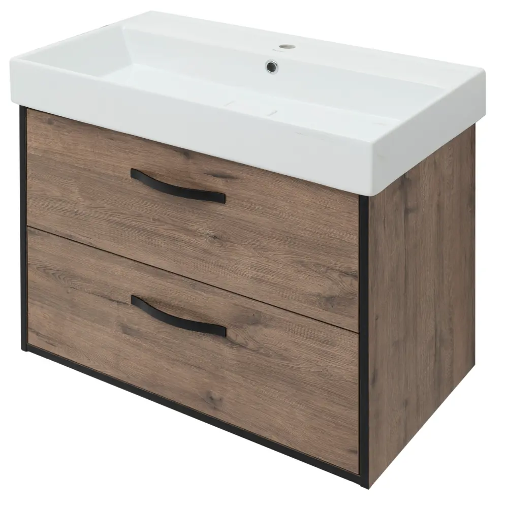 Aquanet Инди Вилис: Подвесная тумба под раковину 80 см в цвете дуб Веллингтон 83075753 STLM-0038893 - Вид №4