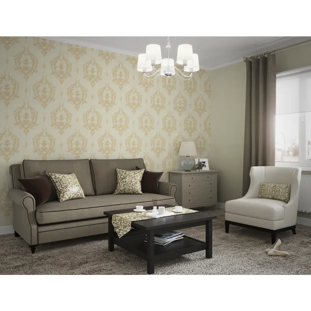 Обои флизелиновые Vog Collection Турецкий дамаск бежевые 1.06 м VV71061-17 STLM-2070962 - Вид №3