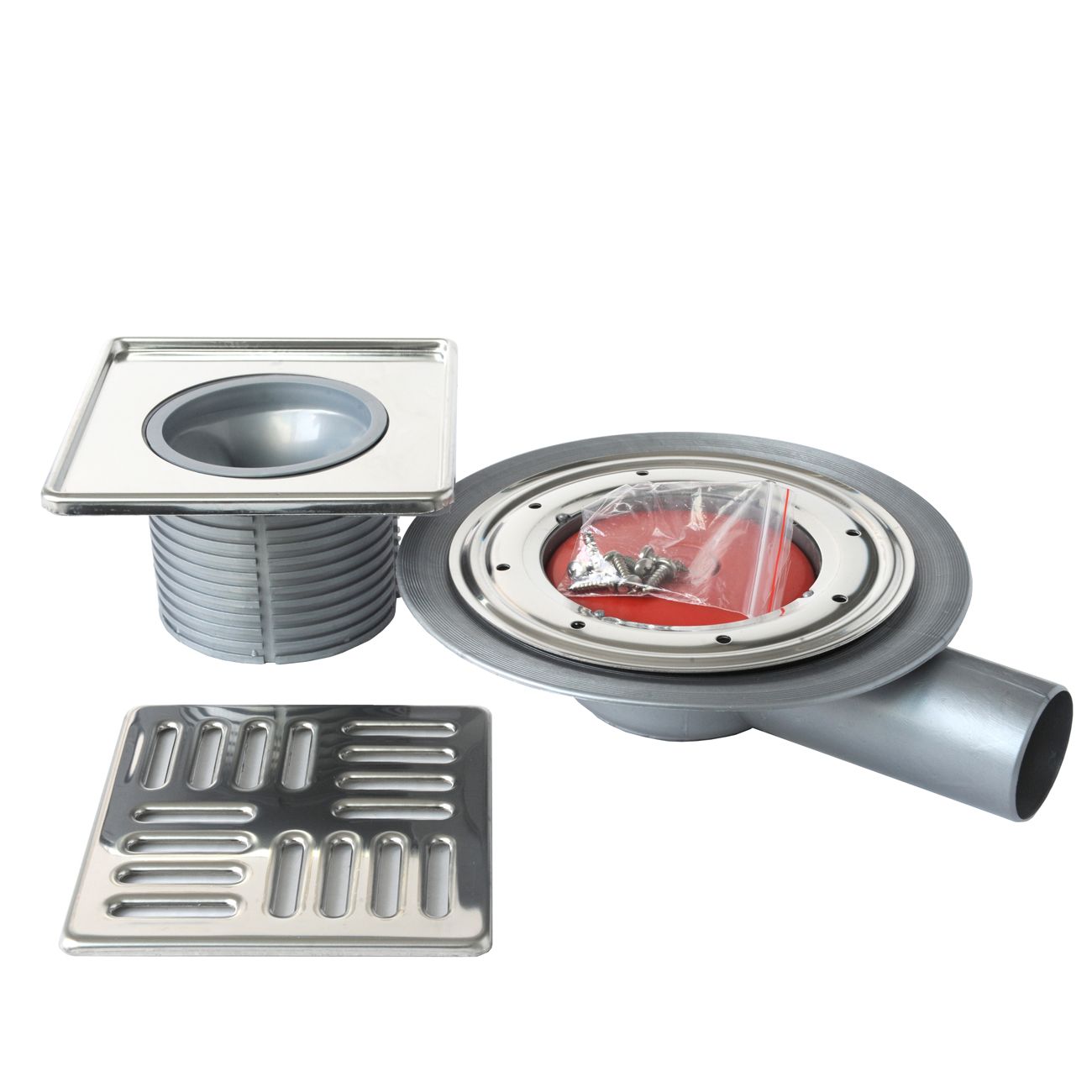 Сифонированная крышка люка PP с универсальным фланцем и решеткой из нержавеющей стали First Corporation First Plast ARCH-00116242 - Вид №1