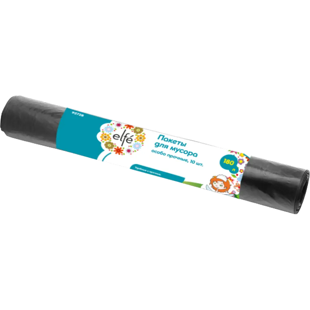 Мешки для мусора 180 л, цвет черный, 10 шт ELFE STLM-2165045