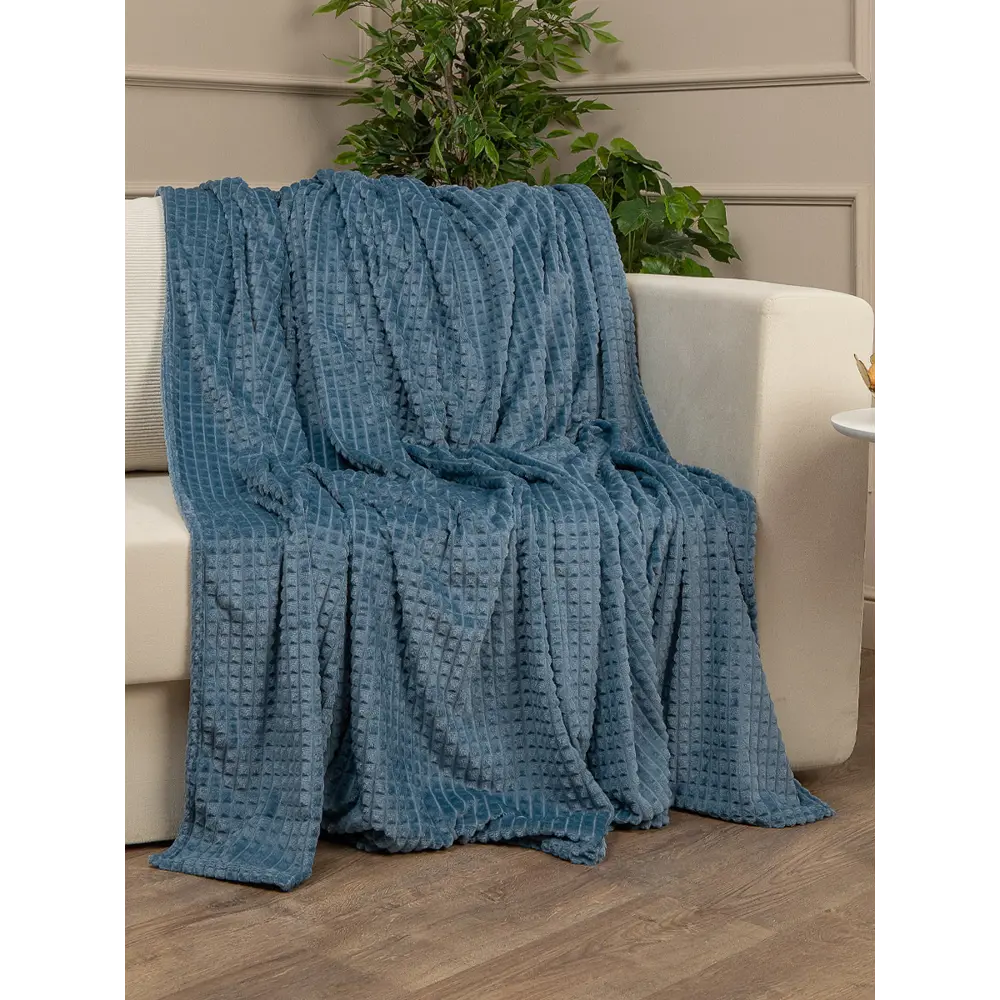 Плед Кубики 200x220 см фланель цвет синий TEXREPUBLIC STLM-2201505 - Вид №4