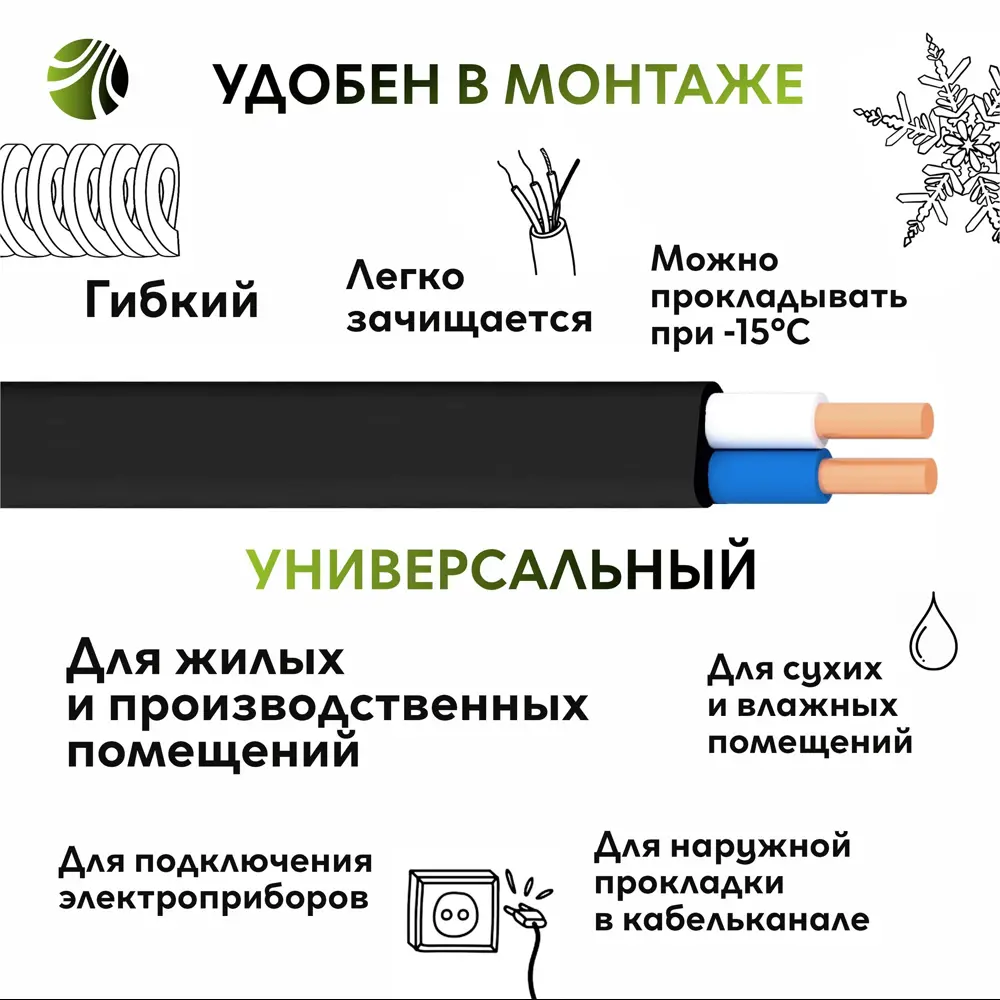 Кабель Ореол ВВГпнг(A)-LS 2x1.5 50 м ГОСТ STLM-2090356 - Вид №2