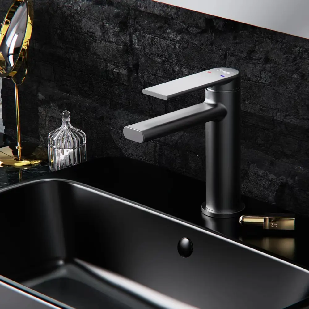 Смеситель FRAP Arne для раковины с коротким изливом, черный матовый 89370458 STLM-1352859 - Вид №5