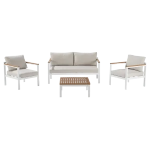 Набор садовой мебели Naterial Oris алюминий/полиэстер/дерево белый/бежевый: стол, диван и 2 кресла