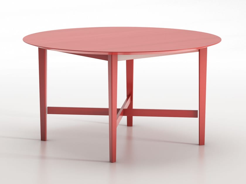 Круглый лакированный стол из бука и МДФ BBB Луи-Филипп ARCH-00107162