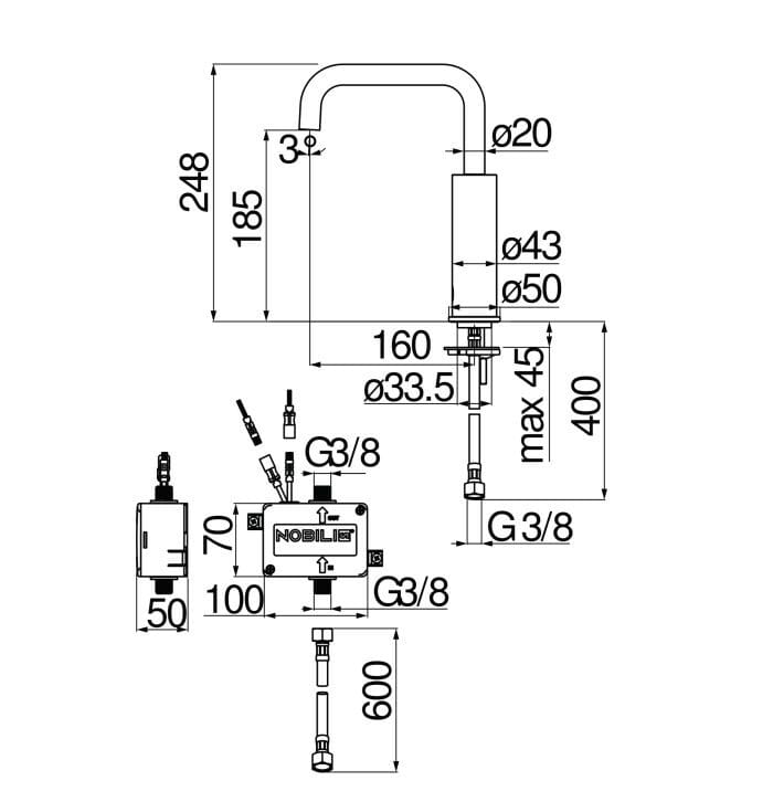 Напольный инфракрасный смеситель для раковины Nobili Velis ARCH-00046644 - Вид №5