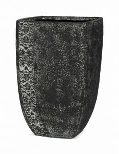 Вазон уличный, искусственный камень, с резным декором 64 см черный с патиной "Тулуза" LE-VILLAGE FLORERO 044843 Черный