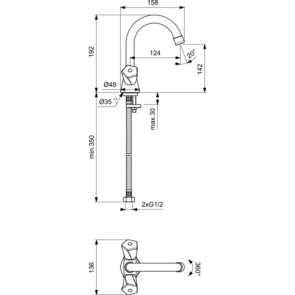Смеситель для раковины Vidima Life BA358AA двухвентильный цвет хром STLM-2007951 - Вид №3