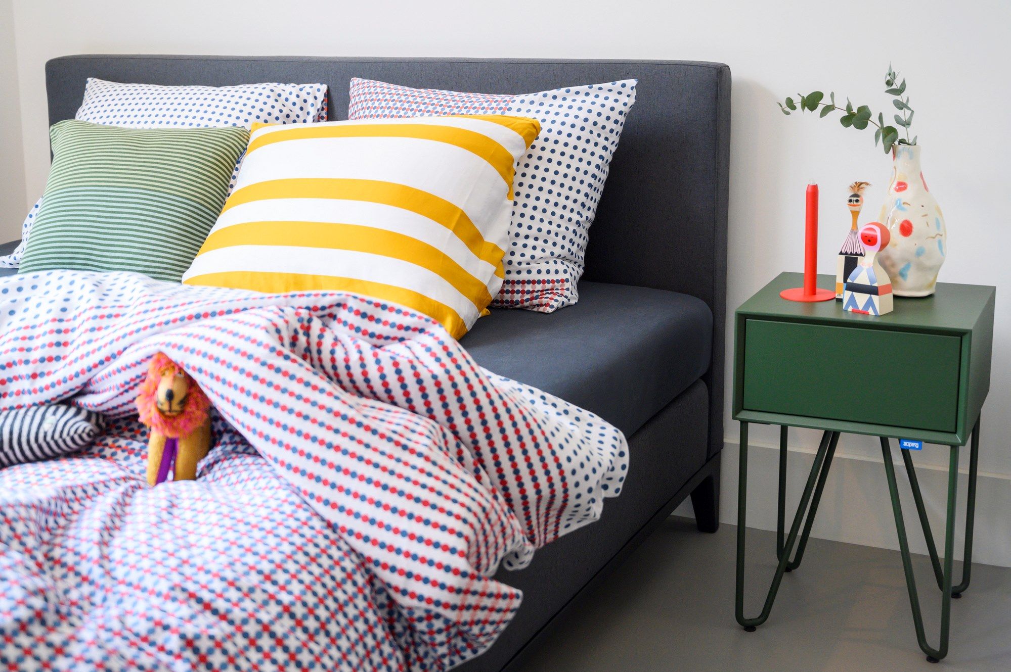 Деревянная и металлическая прикроватная тумбочка с ящиком Auping PIXEL ARCH-00114683 - Вид №1