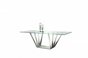 Обеденный стол стеклянный с основанием хром 180 см Giardino ESF FASHION 044037 Прозрачный;серебро
