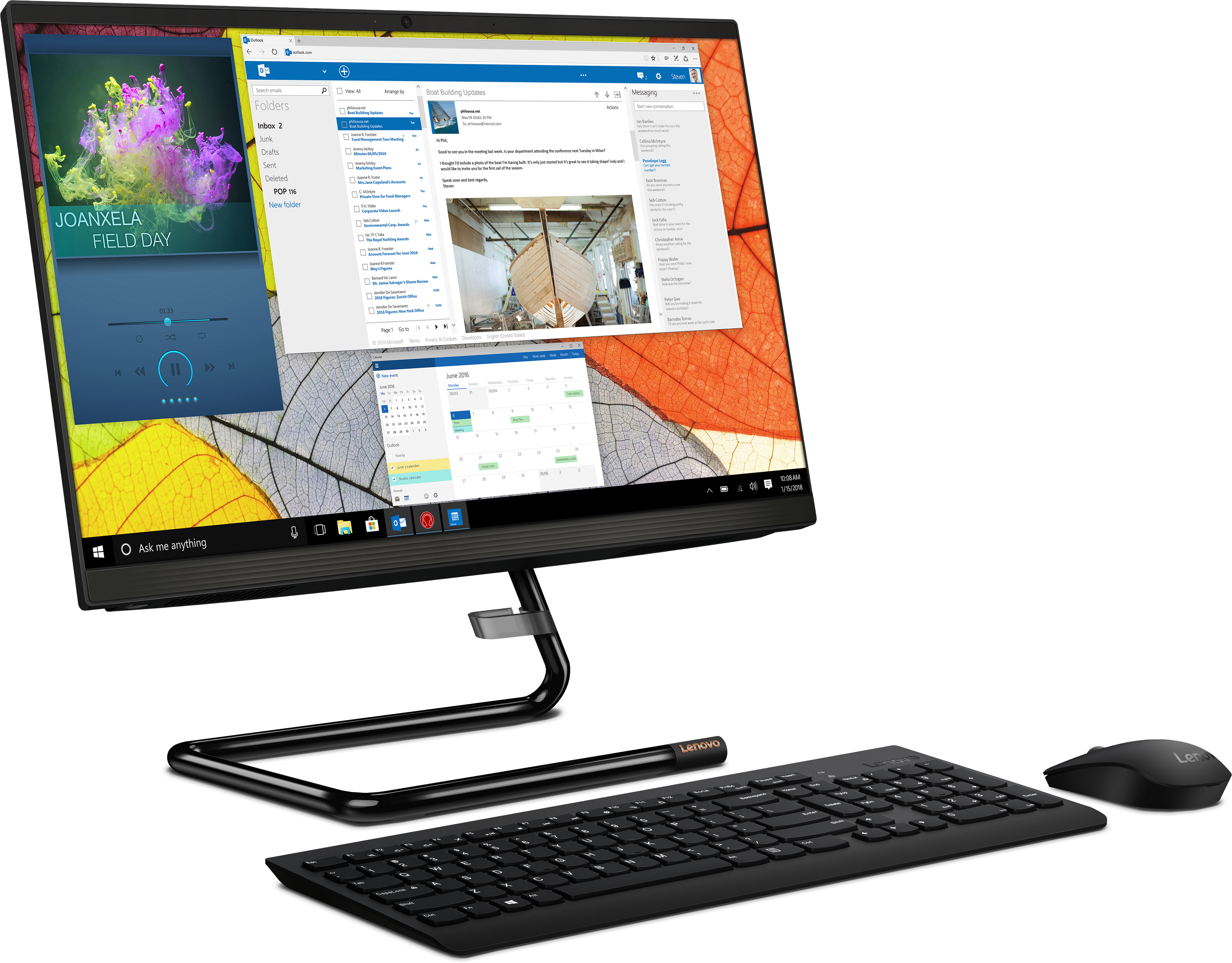 F0EA0048RK ideacentre aio a340-22igm 21.5"(1920x1080 ips)/intel celeron j4025(2ghz)/4096mb/128ssdgb/nodvd/int:intel uhd graphics 600/bt/wifi/war 1y/5.28kg/black/w10 + клавиатура, мышь usb Lenovo Santreyd  - Вид №2