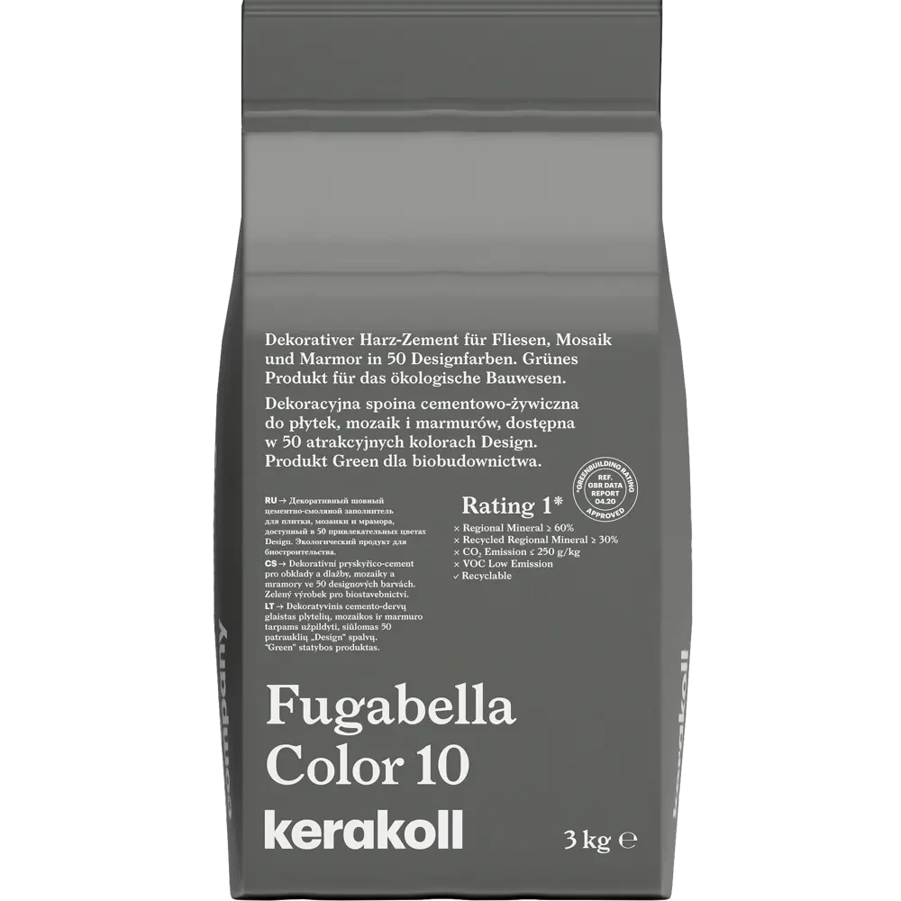 Затирка гибридная Kerakoll Fugabella Color Цвет 10 Мокрый асфальт 3 кг