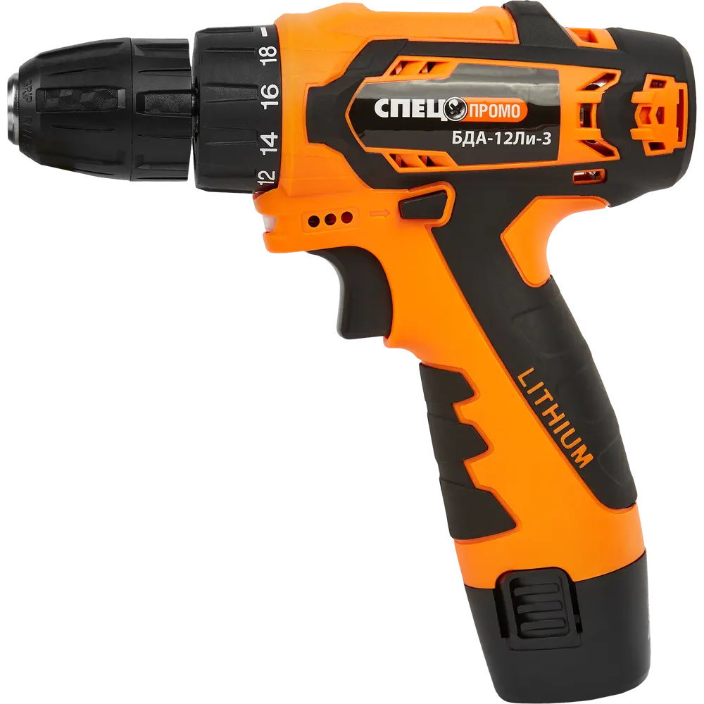 Дрель-шуруповерт аккумуляторная Спец БДА-12ЛИ-3, 12 В 2x1.5 Ач STLM-2189499 - Вид №1