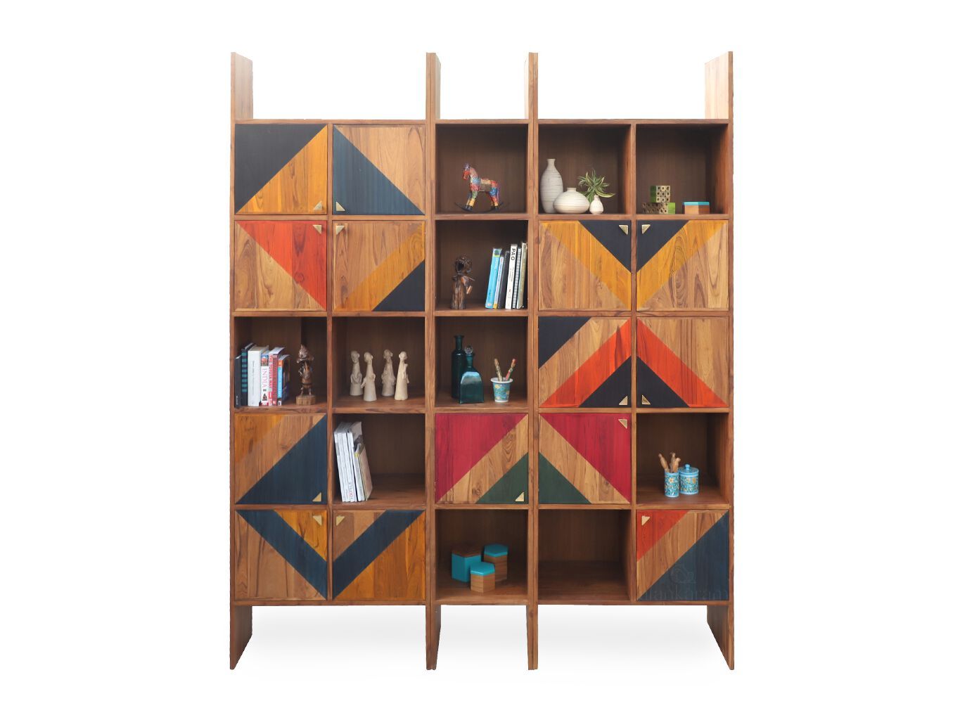Отдельно стоящий книжный шкаф из тикового дерева Alankaram NELIO ARCH-00044262