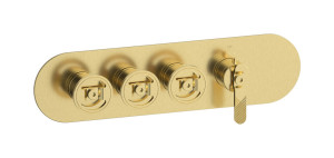 Комплект наружных частей термостата на 3 потребителей - горизонтальная овальная панель с ручками Bold WE ARE IB eua322isnb1 Brushed Pale Gold Aqua