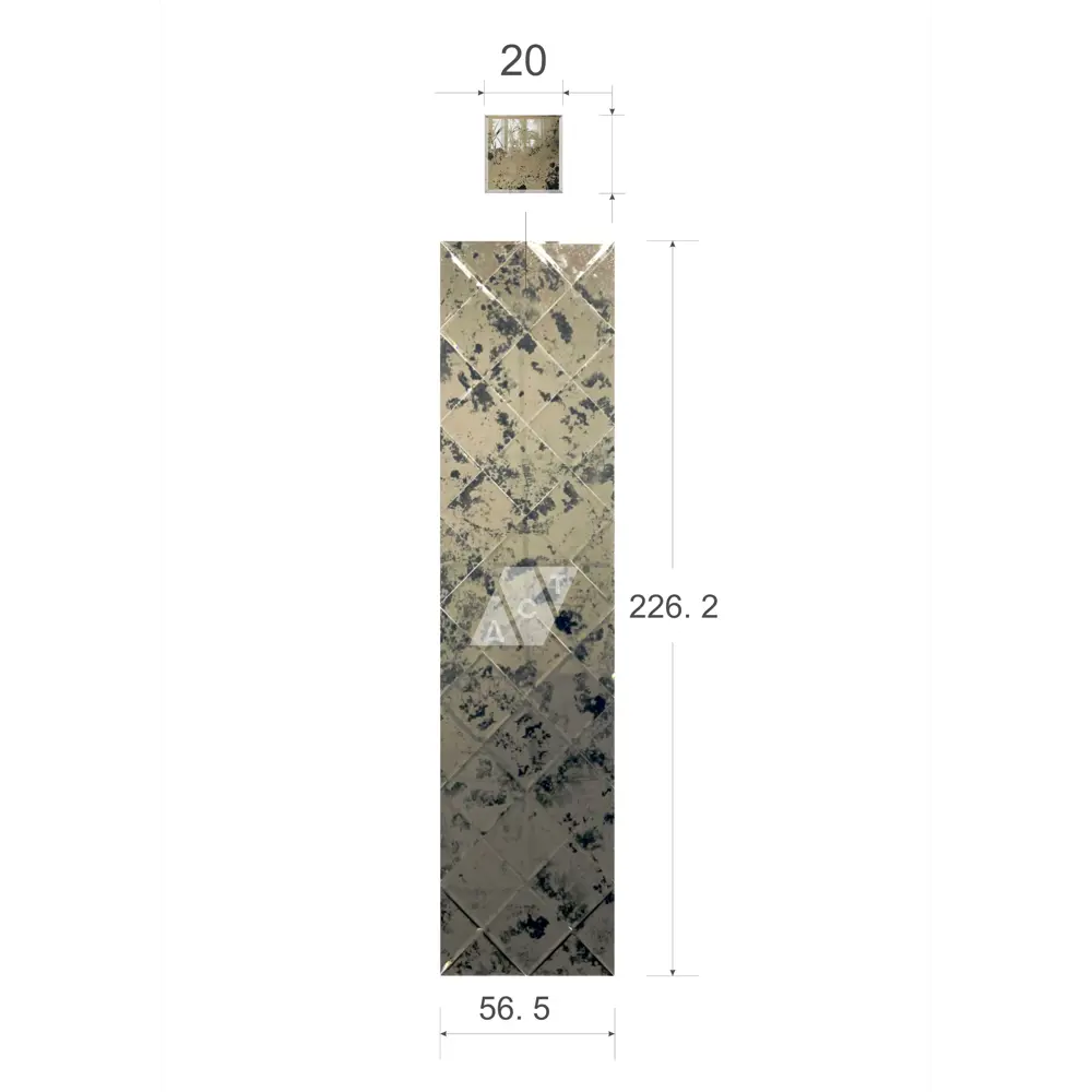 Зеркальная плитка ДСТ панно на стену Античность 56.5x226.2 см квадрат 20x20 см цвет бронза