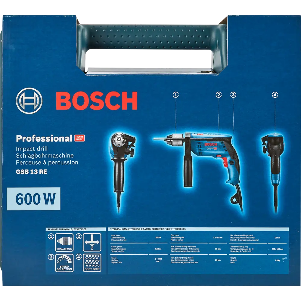 Дрель ударная сетевая Bosch Professional GSB 13 RE, 600 Вт STLM-2193250 - Вид №12