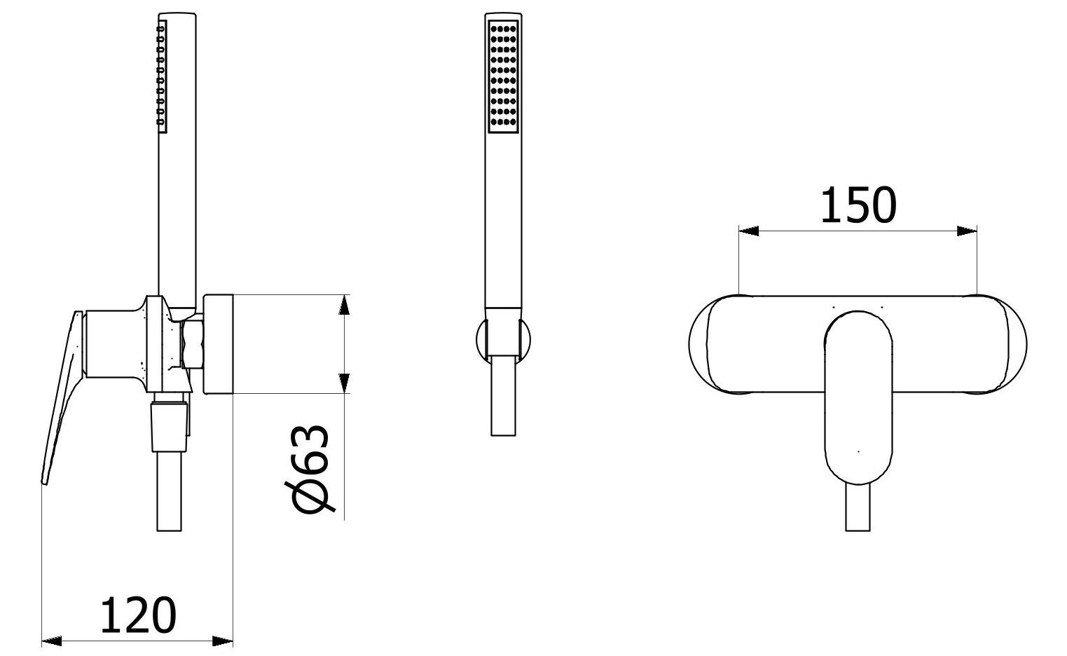 Открытый смеситель для душа с ручным душем IB YesPlease! ARCH-00071143 - Вид №2