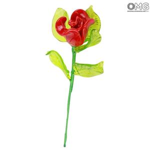 1545 ORIGINALMURANOGLASS Красная роза из муранского стекла 5 см