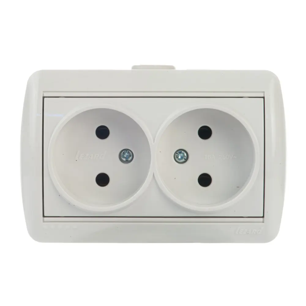 Розетка керамическая Lezard Nata 2 разъема без заземления цвет белый STLM-2077087