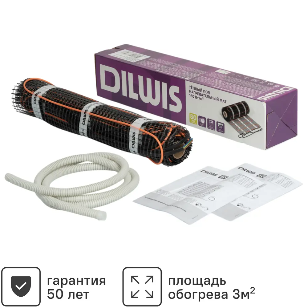 Нагревательный мат для теплого пола DILWIS 3 м2 480 Вт STLM-2195039