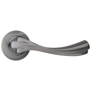 Ручки дверные на розетке Kerron DR7170, ЦАМ, цвет перламутровый никель/глянцевый хром