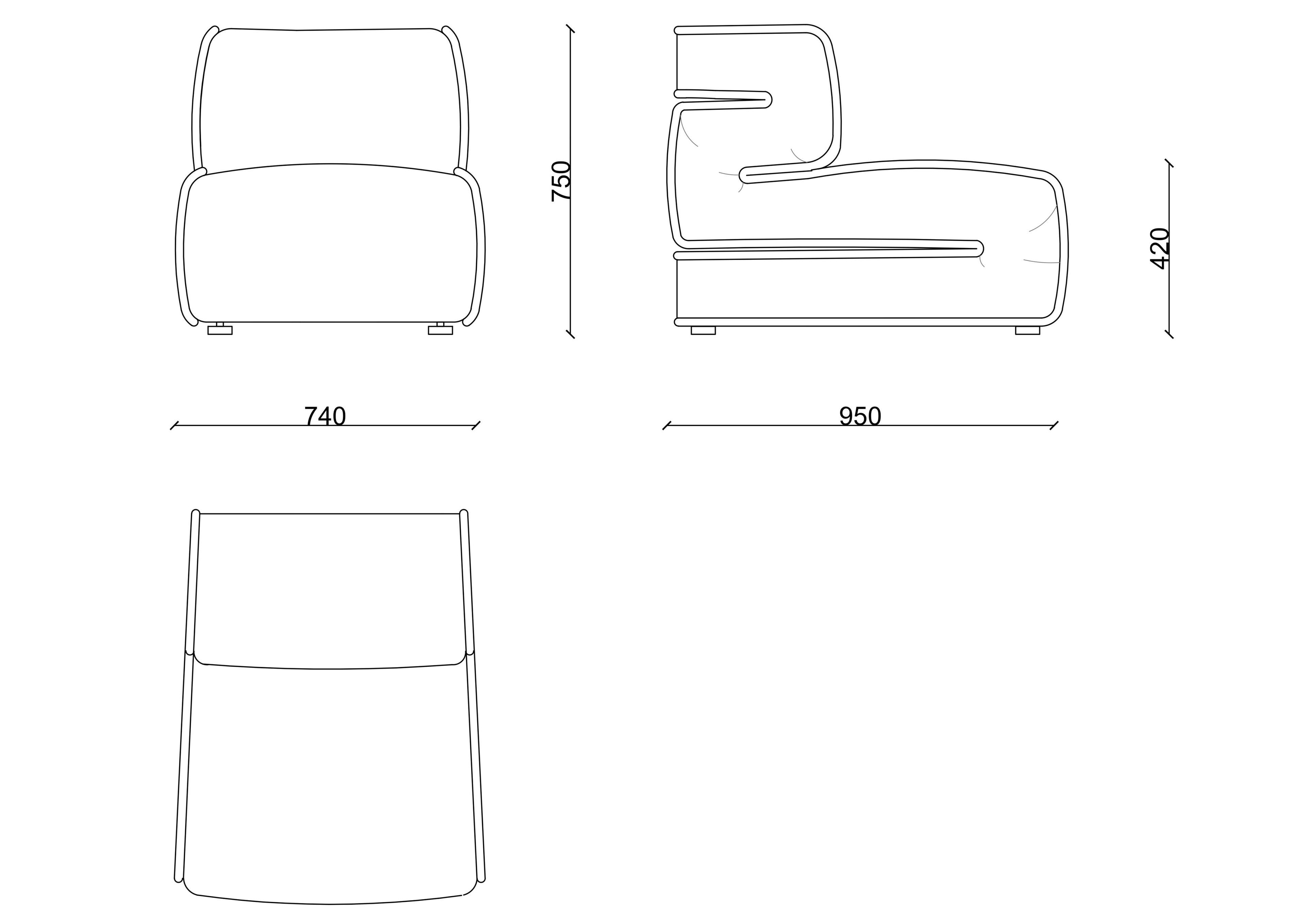 Тканевое кресло без подлокотников RIVATELIER MINI ROAD ARCH-00152417 - Вид №2