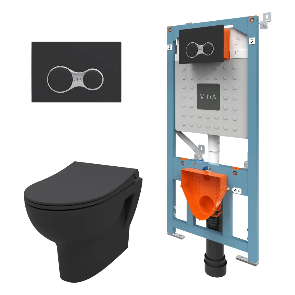 Комплект инсталляция с унитазом Vitra Stern 9016B083-7203 цвет черный STLM-2119063 - Вид №2