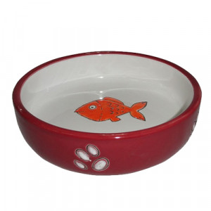ПР0049193 Миска для животных Orange Fish красная керамическая 12х12х3см 150мл Foxie