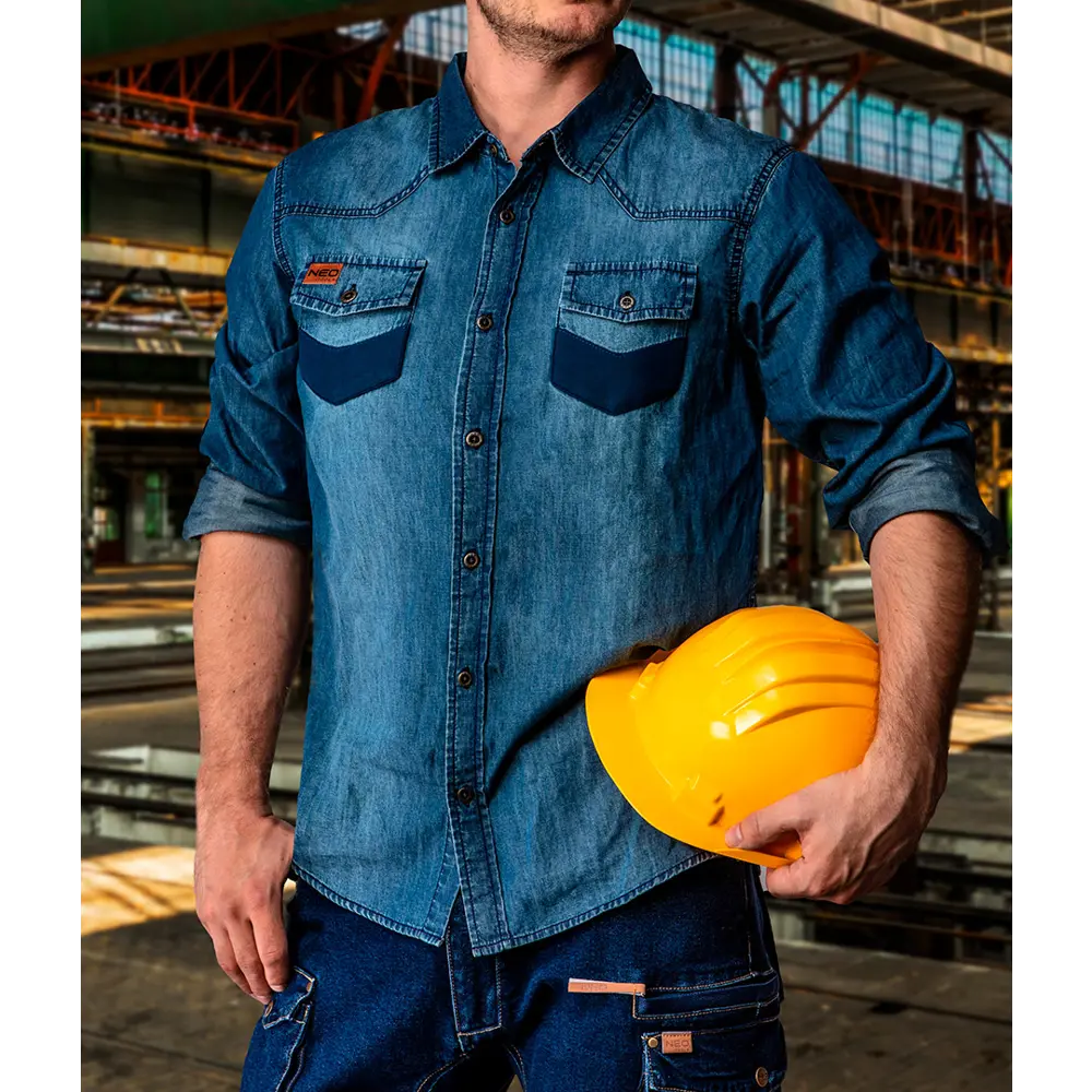 Рубашка Neo Tools Denim темно-синяя размер M рост 181 STLM-2038754 - Вид №5