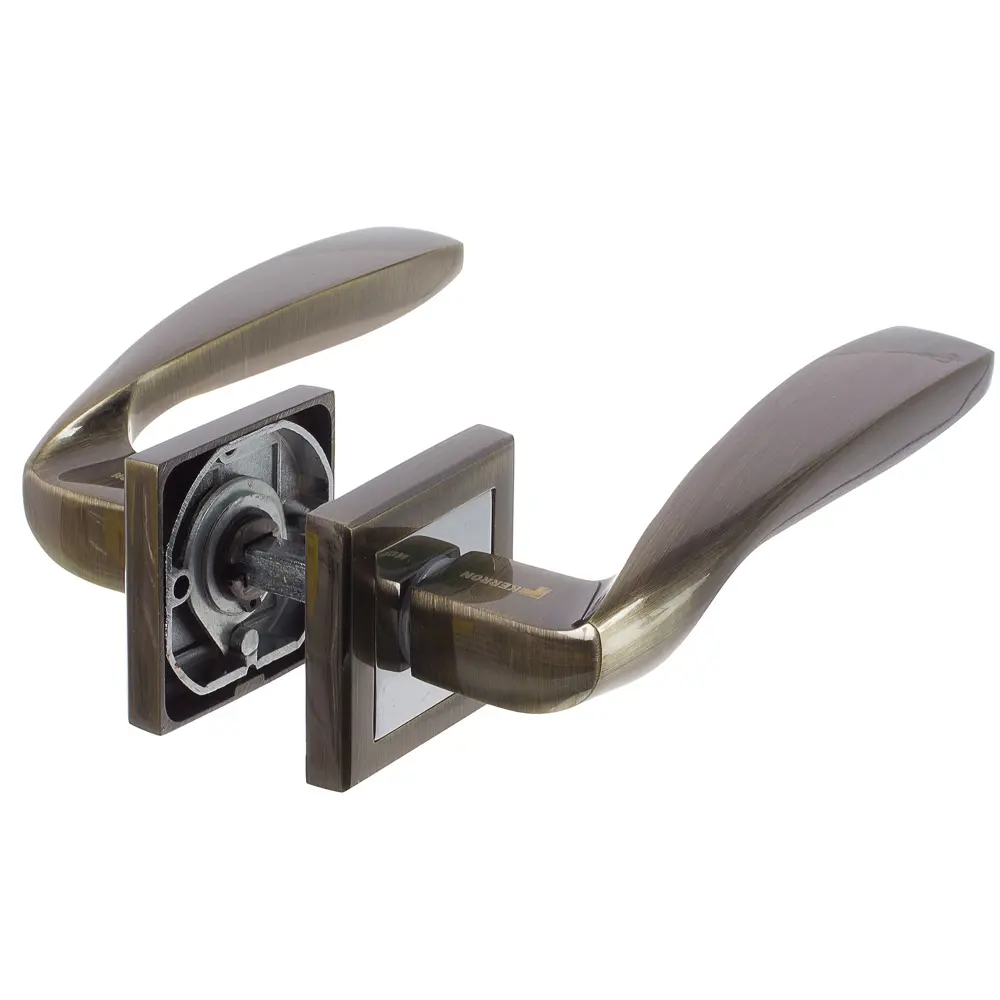 Ручки дверные на розетке Kerron DR7160, цвет бронза/хром STLM-2012625 - Вид №1