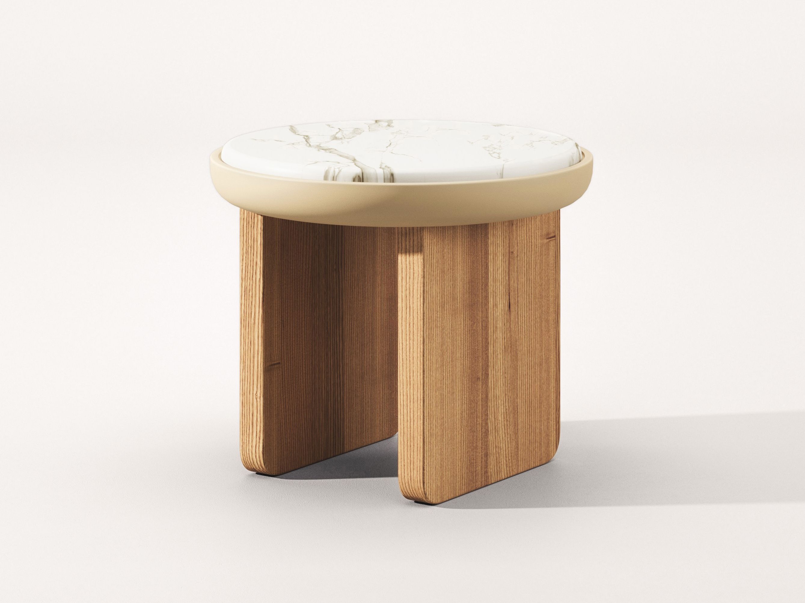 Круглый мраморный журнальный столик Calacatta Falsasquadra Водяные лилии ARCH-00080007 - Вид №1