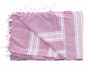 Полотенце-плед розового цвета в белую полоску TO4ROOMS ПОЛОСКА, ОРНАМЕНТ 214014 Розовый