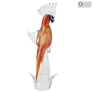 3850 ORIGINALMURANOGLASS Скульптура Красный экзотический попугай - муранское стекло OMG 20 см