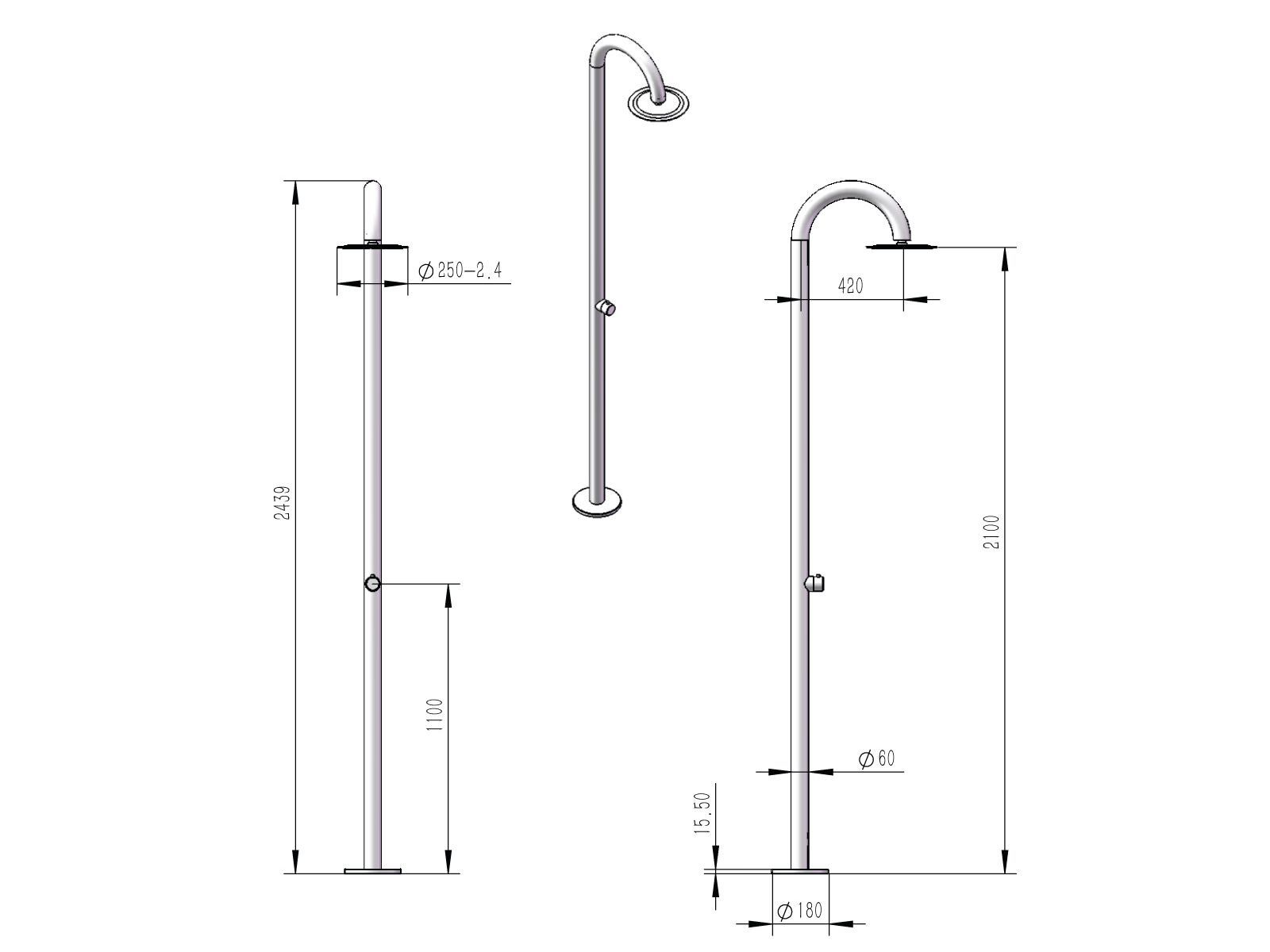 Открытый душ из нержавеющей стали с душем SINED PALAU ARCH-00086250 - Вид №6