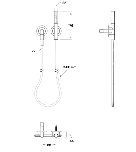 Набор термостатических ванн из нержавеющей стали с ручным душем COCOON John Pawson ARCH-00047302 - Вид №8