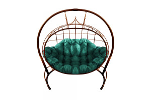 16438119 Подвесное кресло Улей без ротанга, коричневое, зеленая подушка 7930095242777 M-Group