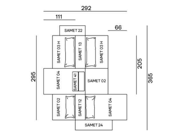 Модульный и двухсторонний тканевый диван с шезлонгом Gervasoni Samet ARCH-00095079 - Вид №4