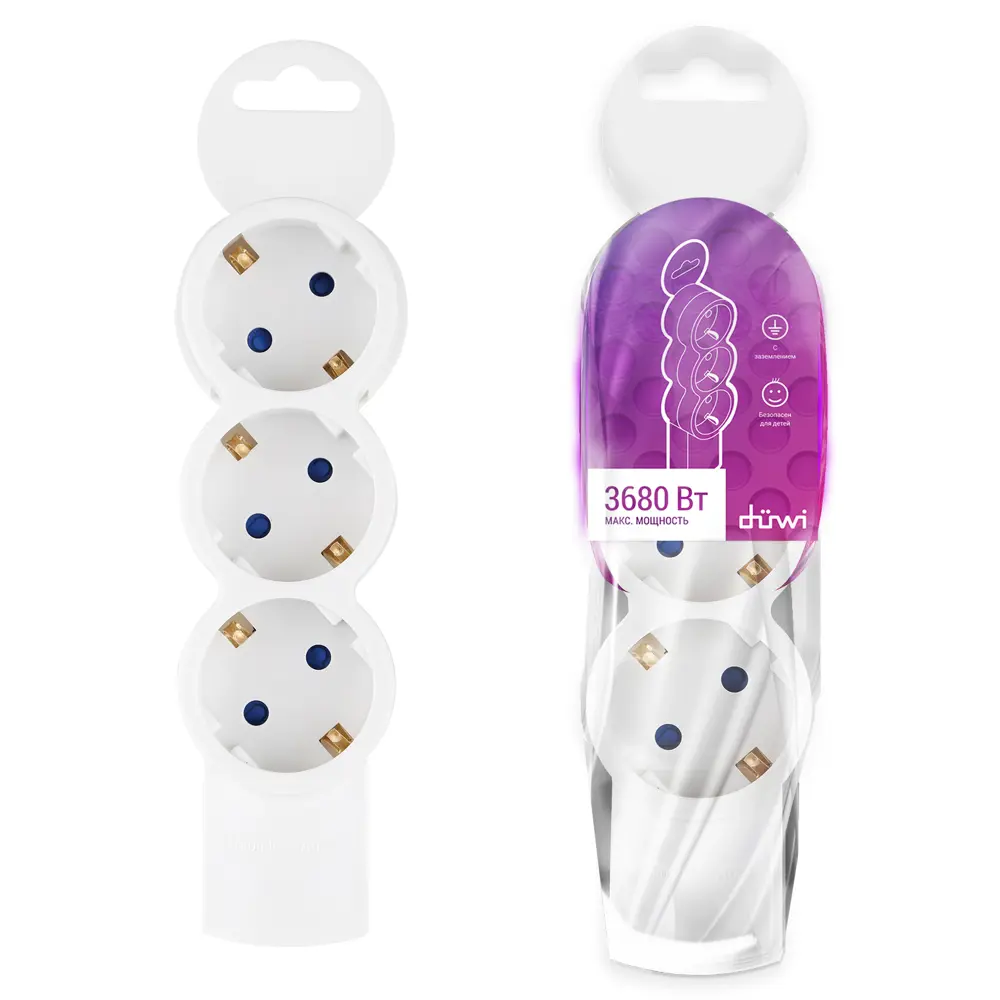 Колодка-удлинитель DUWI с защитными шторками, 3 розетки с заземлением 84722200 STLM-1103760 - Вид №4