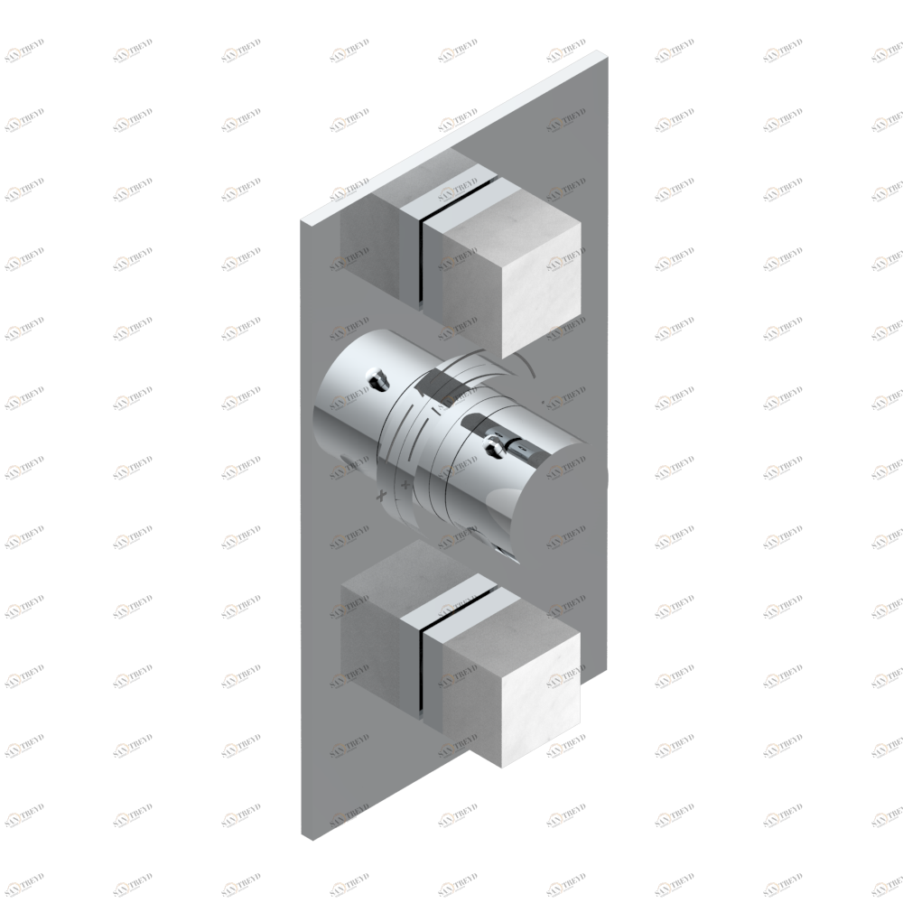 G3W-5400BE Накладка с ручкой регулировки температуры и двумя маховиками для термостатического смесителя 5400AE Thg-paris Montaigne marbre blanc Vénus с рукоятками Хром G3W 5400BE  A02 CAT.A