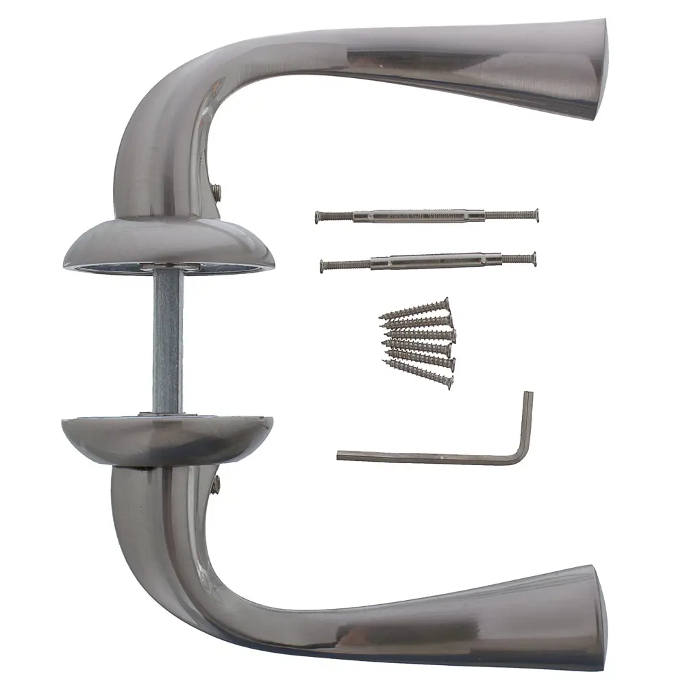 Ручки дверные на розетке Kerron DR7170, ЦАМ, цвет перламутровый никель/глянцевый хром STLM-2165709 - Вид №2